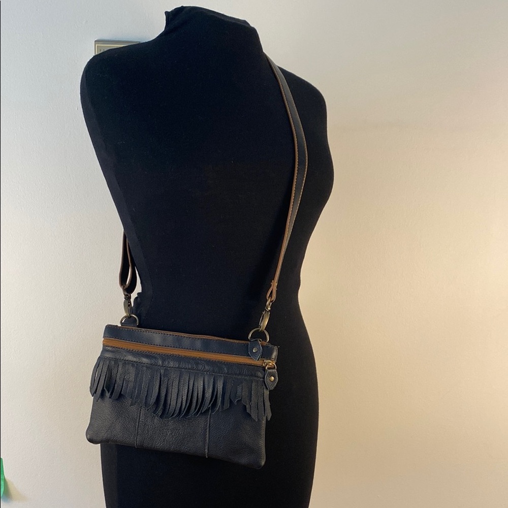 Boho Chic Black Fringe Crossbody Bag